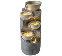 Outsunny Garden Water Feature, Outdoor Water Fountain with LED Lights and Pump, 5 Tier Cascading Waterfall Fountain for Indoor Outdoor, Patio, Backyard, Deck, Porch