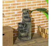 Outsunny Garden Water Feature With Adjustable Flow, 4-Tier Stone Look Bowls