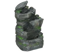Outsunny Garden Water Fountain with LED Lights, Solar-Powered and Designed with Stone Rock Tower, Dark Grey Aosom UK