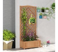 Outsunny Garden Wooden Planter Box With Trellis Flower Raised Bed 76X36X170Cm - Brown, Brown