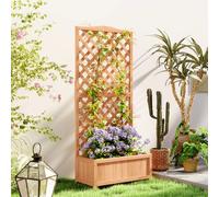 Outsunny Wooden Planter with Trellis, Freestanding Raised Bed for Garden with Lattice, Outdoor Planter Box for Climbing Plants, Vines, Flowers, 76 x 36 x 170 cm, Brown