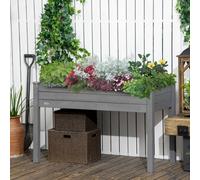 Outsunny Wooden Raised Garden Bed - Elevated Planter Box with Bed Liner, 122.5x56.5x76 cm, Dark Grey