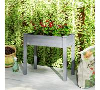 Outsunny Wooden Raised Bed for Garden, 86L x 46W x 76Hcm, Dark Grey | Bed Liner, Elevated Raised Planter Box, for Flower Vegetable Herb