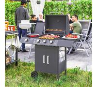 Outsunny Gas Barbecue Grill 3+1 Burner Garden BBQ w/ Large Cooking Area