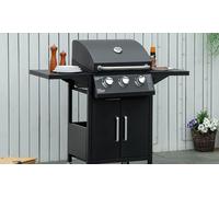 Outsunny Gas Grill Portable Bbq Trolley W/ 4 Wheels And Side Shelves In Jet Black Jet Black