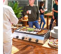 Outsunny Gas Barbecue Grill With Non-Stick Griddle For Camping, Silver Tone