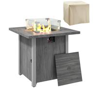 OUTSUNNY Propane Gas Fire Pit Table with Cover, 40, 000 BTU, Dark Grey Outsunny Dark Grey