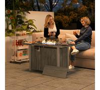 Outsunny Gas Fire Pit Table with 50,000 BTU Burner, Cover, Dark Grey