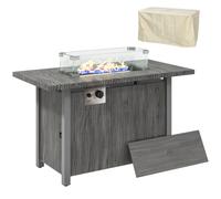 Outsunny Gas Fire Pit Table with 50,000 BTU Burner, Cover, Dark Grey