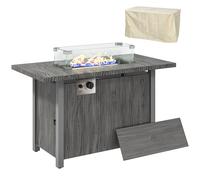 Outsunny Gas Fire Pit Table with 50,000 BTU Burner - Cover - Dark Grey | TJ Hughes