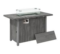 Outsunny Gas Fire Table Pit, 50,000 BTU Stainless Steel Burner with Cover and Glass Screen - Dark Grey Aosom UK