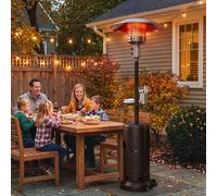 Outsunny Gas Patio Heater w/ Table Tray, 13 kW Propane Outdoor Heater, Brown