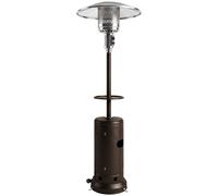Outsunny Gas Patio Heater with Table Tray, 13 kW Portable Propane Outdoor Heater with Piezo Ignition, Tip-over Protection, Brown