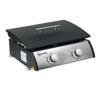 Outsunny Gas Plancha Barbecue Grill with 2 Stainless Steel Burner, 10kW, Portable Tabletop Gas BBQ with Non-Stick Griddle for Camping Picnic Garden Party Festival