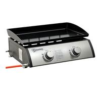 Outsunny Gas Plancha Barbecue Grill with 2 Stainless Steel Burner, 5kW, Portable Tabletop Gas BBQ with Non-Stick Griddle for Camping Picnic Garden Party Festival