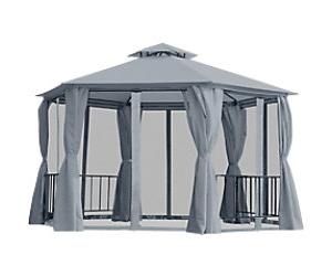OutSunny Gazebo 3.31 x 3.31 x 2.86 m Steel, polyester fabrics Grey