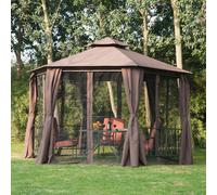 Outsunny - Gazebo Canopy 2 Tier Patio Shelter Steel for Garden Brown - Brown