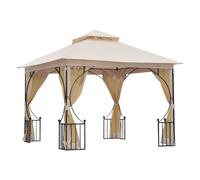 Outsunny 3x3m Metal Gazebo with Mesh Walls- Beige, Cream