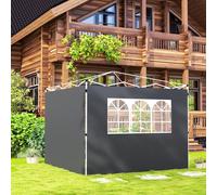 Outsunny Gazebo Replacement Exchangeable Wall Panels w/ Window, Dark Grey, Grey