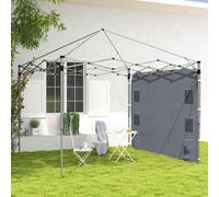 Outsunny Gazebo Side Panel, Canopy Sidewall Panel with 4 Mesh Bags and 2 Storage Pockets for 3 x 3 m Straight Leg Pop Up Gazebos, 1 Pack Sidewall Only, Grey Grey
