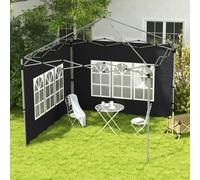 Outsunny Gazebo Side Panels for 3x3(m) or 3x4m Pop Up Gazebo, 2 Pack, Black - Black - Oxford, Plastic - 295W x 195Hcm