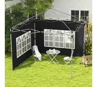 Outsunny Gazebo Side Panels with Window for 3x3(m) or 3x4m Pop Up Gazebo, 2 Pack Sides Replacement, Black Black