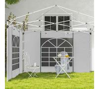 Outsunny Gazebo Side Panels with Windows and Doors, for 3x3(m) or 3x6m Pop Up Gazebo, 2 Pack Sides Replacement, White White