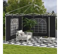 Outsunny Gazebo Side Panels with Windows and Doors, for 3x3(m) or 3x6m Pop Up Gazebo, 2 Pack Sides Replacement, Black Black