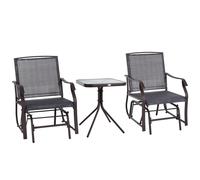 Outsunny Glider Rocking Chair & Table Set 2 Single Seaters Rocker Garden Swing Chair Patio Furniture Bistro Set Grey Grey