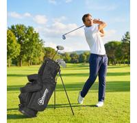 Outsunny Golf Stand Bag 6 Way Full-Length Dividers, Waterproof Golf Bag Grey