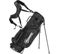 Outsunny Golf Stand Bag with 6-Way Dividers, 5 Pockets, Rain Hood, Black | Lightweight, Waterproof Golf Bag, Stable Stand, Easy Carrying