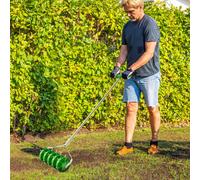 Outsunny Grass Spike Roller, Soil Aerator w/ 3 Piece Handle and T-bar Grip, Green