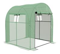 Outsunny Greenhouse and Polytunnels w/ Three-layer Plastic Cover, Walk-in Grow House w/ Doors & Mesh Windows, 1.8x1.8x2m, Green Aosom UK