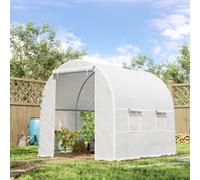 Outsunny Greenhouse Polytunnel 2.5 x 2 x 2 m - White | TJ Hughes