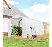 OUTSUNNY Greenhouse Solid Frame Walk-in Garden Grow Large Insect Poly Tunnel in Ivory Outsunny Ivory