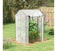 Outsunny Greenhouse with 2 Roll-up Doors and Vent Holes, 100x80x150cm - 100 x 80 x 150 cm - White - 1