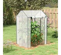OUTSUNNY Greenhouse with 2 Roll-up Doors & Vent Holes, 100x80x150cm in White | Size: 100 x 80 x 150 cm Outsunny White 100 x 80 x 150 cm