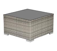 Outsunny Grey Patio Wicker Coffee Table - Steel Frame, 65x65 cm, Tempered Glass Top, 30 kg Load, No Assembly