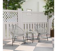 Outsunny Rattan Bistro Set With Acapulco Chairs And Glass Table, Grey