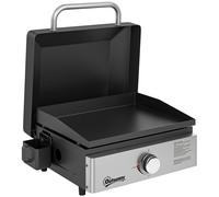 Outsunny Grill Griddle, Portable Gas Plancha, 3.5 kW, Tabletop Gas BBQ with Grease Cup for Camping Picnic Patios, Black