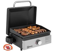 Outsunny Grill Griddle, Portable Gas Plancha, 3.5 kW, Tabletop Gas BBQ with Grease Cup for Camping Picnic Patios, Black