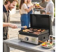 OUTSUNNY Grill Griddle, Tabletop Gas BBQ with Grease Cup, Black Outsunny Black