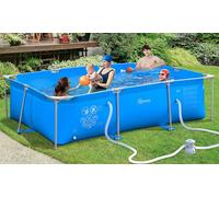 Outsunny Steel Frame Swimming Pool w/ Filter Pump and Reinforced Sidewalls, Grey
