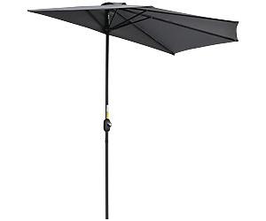 OutSunny Half Round Parasol Water-Resistant Metal, Polyester Grey