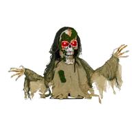 Outsunny Halloween Animated Skeleton with Glowing LED Eyes, Half-Body Scary Halloween Decorations, Battery Operated, Indoor Party Props