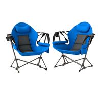Outsunny Hammock Camping Chair Set of 2, Adjustable Back Camp Chair, Black - 88W x 92D x 104H cm