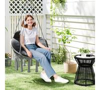 Outsunny Hammock Chair, Boho Hanging Swing Chair With Cushion, Dark Grey