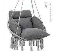 Outsunny Hammock Chair, Boho Hanging Swing Chair With Cushion, Dark Grey Dark Grey