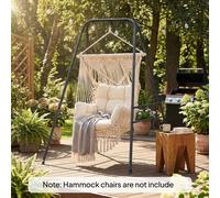 Outsunny Hammock Chair Stand Only for Indoor Outdoor 150KG Load Black - 138 L x 129 W x 183 H cm - Hammock Chair Stand - 1