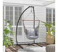 Outsunny Hammock Chair Stand With Metal Frame C Shape Hammock Stand Only, Black